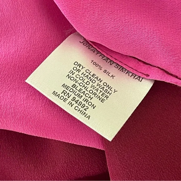 Jonathan Simkhai Silk Shirt | Pink Color Block Button Down Blouse Top | size: XS - Picture 10 of 13